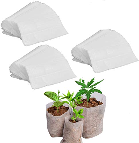 YSBER 300pcs Biodegradable Non-Woven Nursery Bags, Solid Plants Grow Bags Fabric Seedling Pots Plants Pouch Home Garden Supply 16x18cm/6.3”x 7.1”