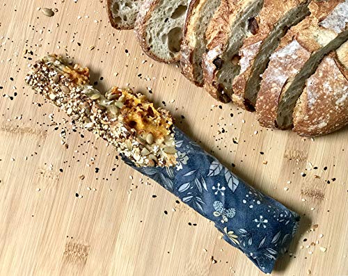 Reusable Beeswax Food Wrap- Beeswax Wraps - 4 pack with Produce Bag and 2 Beeswax Bars- Bee Wrapping Paper Sheets with Wax- Bees - Eco Friendly Food Storage-Bread and Sandwich Wrap- Sustainable Gifts