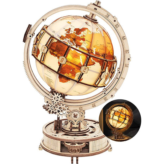 Robotime ROKR Luminous Wooden Globe 3D Puzzle Games for Christmas Gift for Kids Adults for Home Decor