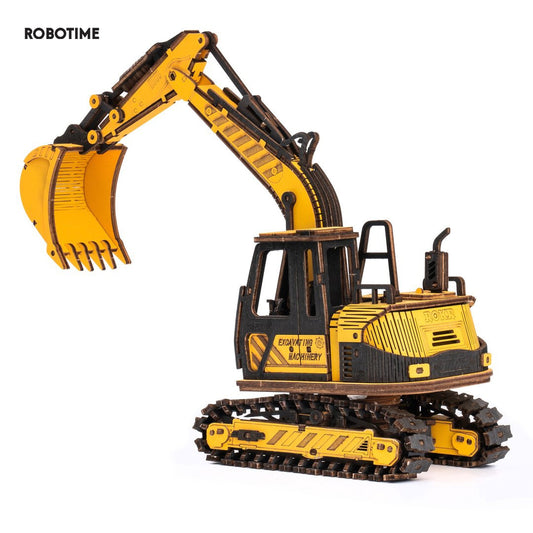 Robotime Rokr Excavator Engineering Vehicle 3D Wooden Puzzle