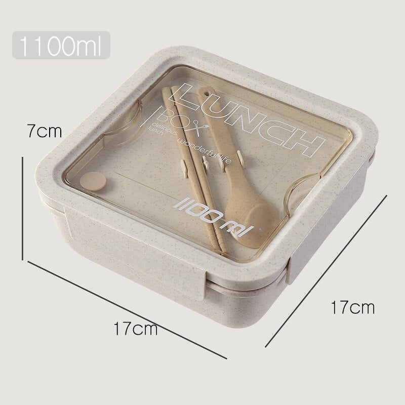 1100ml Healthy Material Lunch Box Wheat Straw Japanese-style Bento Boxes