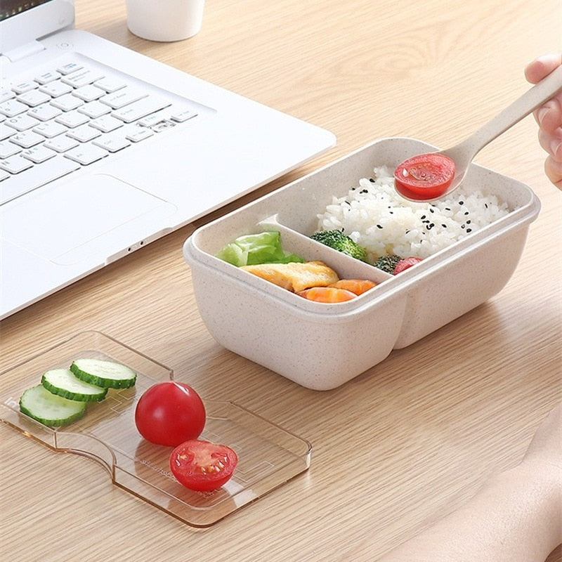 1100ml Healthy Material Lunch Box Wheat Straw Japanese-style Bento Boxes
