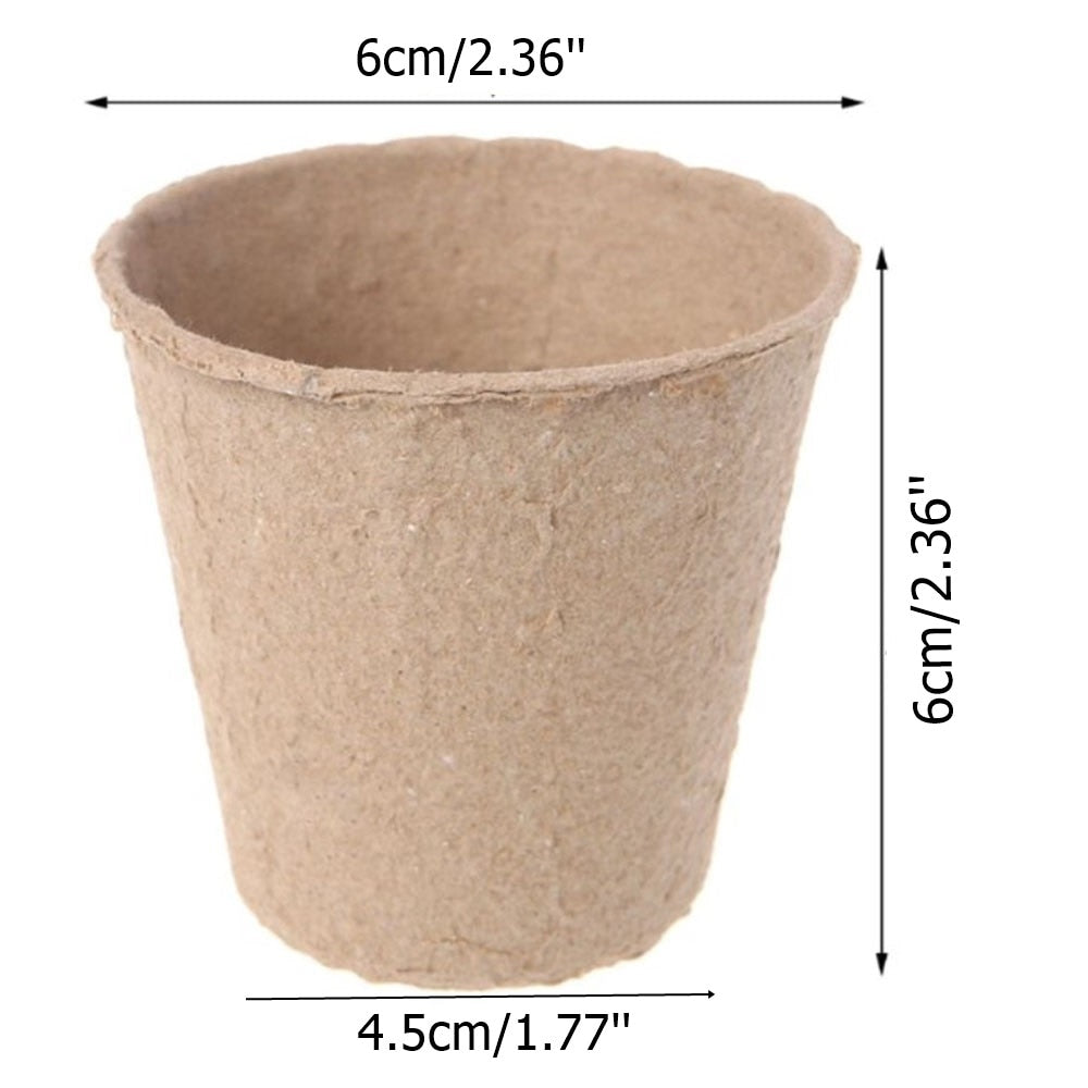 100pcs Organic Round Paper Peat Plant Seedling Starter Cups | Nursery Seed Planting Cups