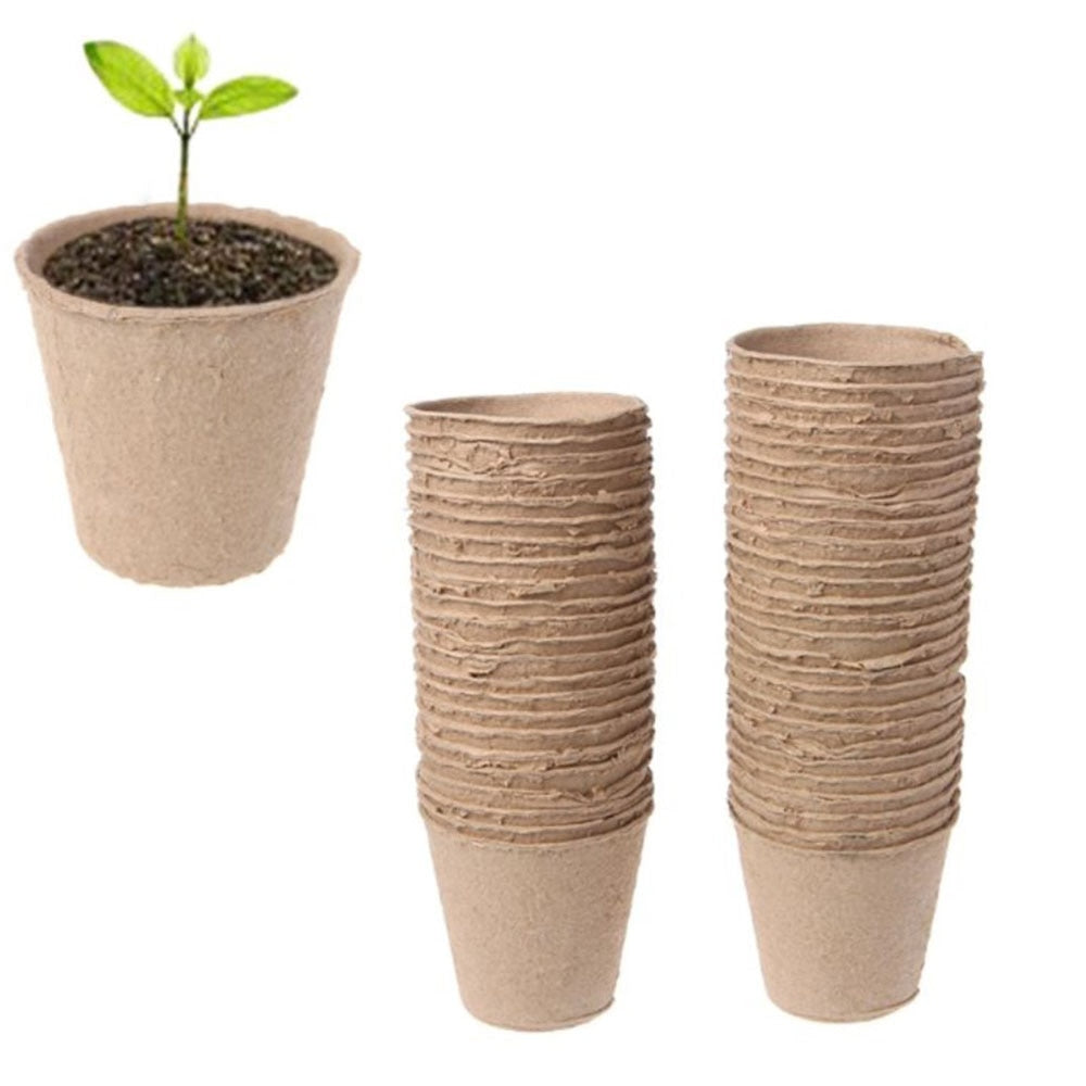 100pcs Organic Round Paper Peat Plant Seedling Starter Cups | Nursery Seed Planting Cups