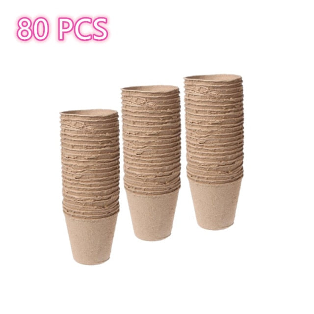 100pcs Organic Round Paper Peat Plant Seedling Starter Cups | Nursery Seed Planting Cups