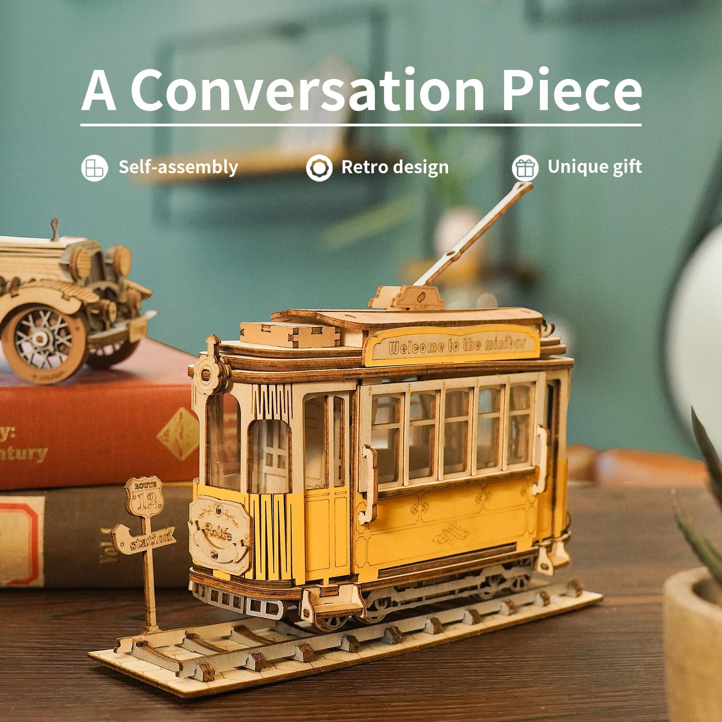 Robotime DIY Vintage Car | Tramcar | Carriage | Wooden Model Building Block Kits
