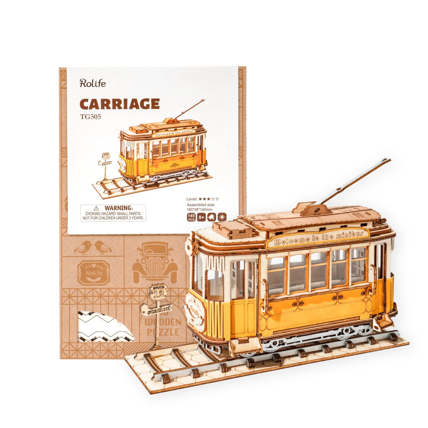 Robotime DIY Vintage Car | Tramcar | Carriage | Wooden Model Building Block Kits