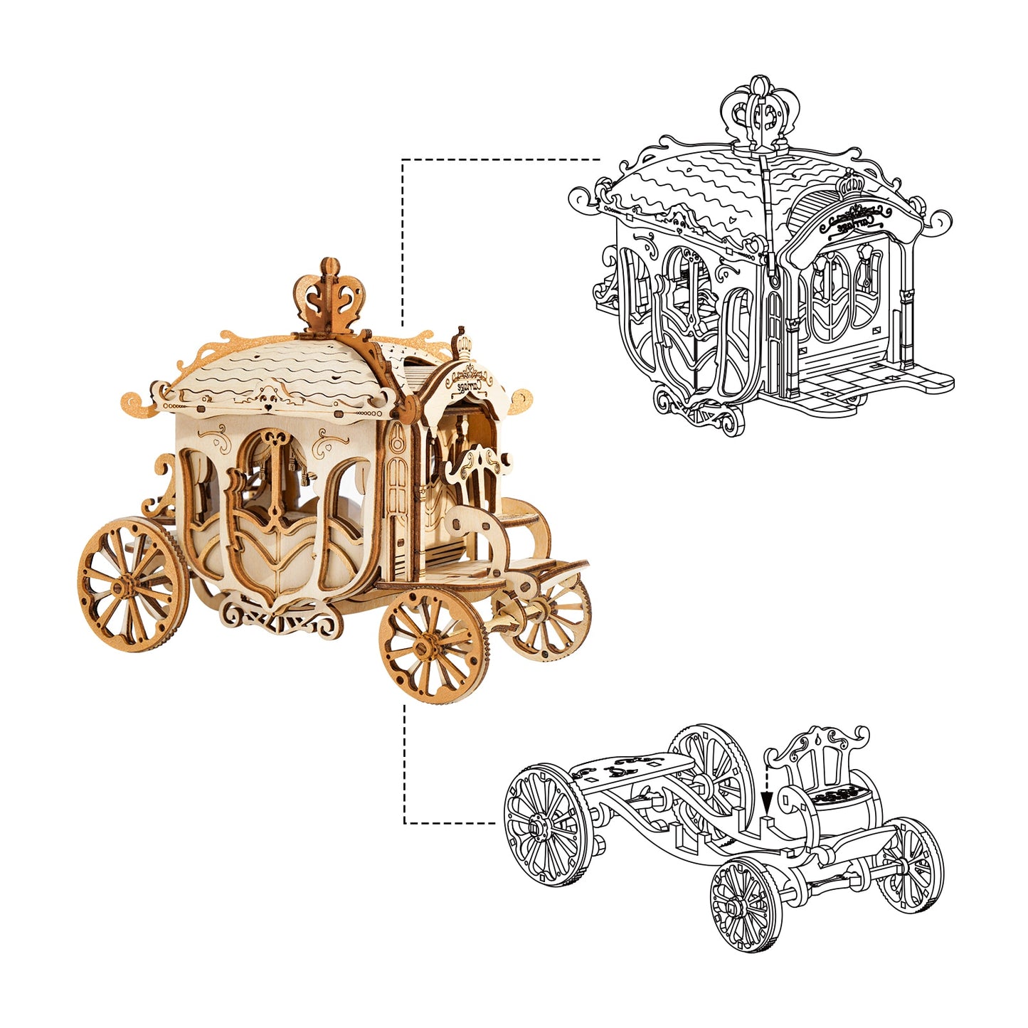 Robotime DIY Vintage Car | Tramcar | Carriage | Wooden Model Building Block Kits