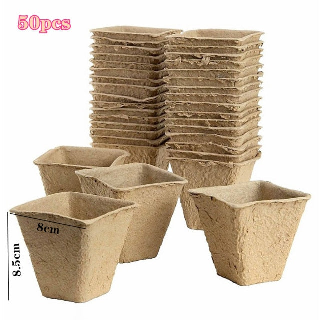 100pcs Organic Round Paper Peat Plant Seedling Starter Cups | Nursery Seed Planting Cups