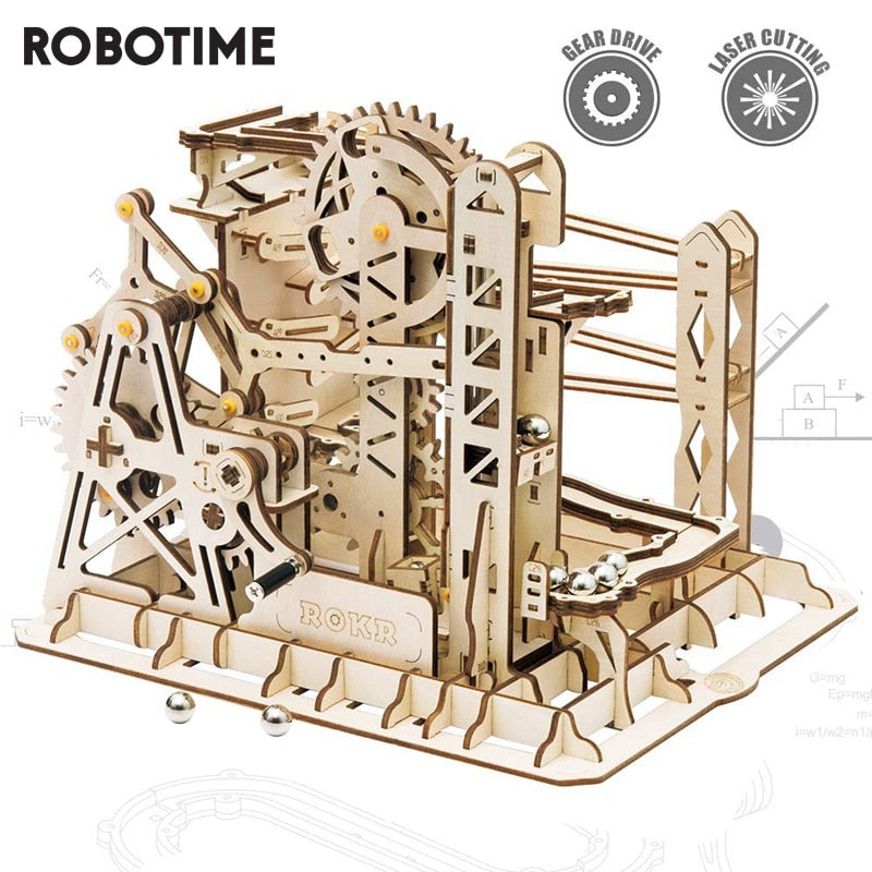 Robotime Marble Run DIY Waterwheel | Wooden Model Building Block Kit | 238pcs