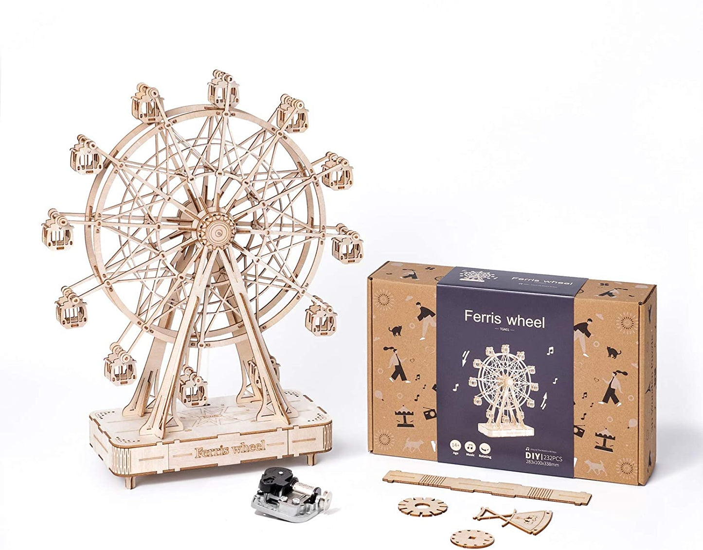 Robotime 232pcs Rotatable DIY 3D Ferris Wheel | Wooden Model Building Kit
