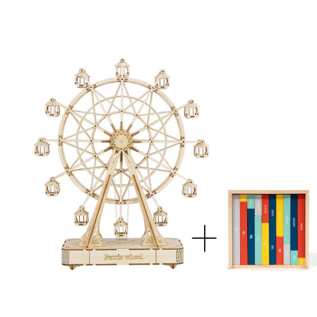 Robotime 232pcs Rotatable DIY 3D Ferris Wheel | Wooden Model Building Kit