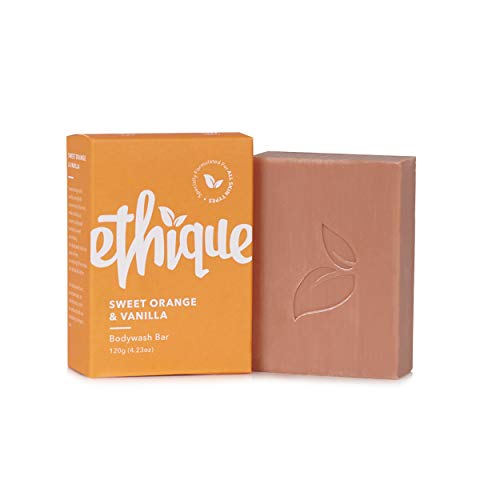 Ethique Body Wash Bar for All Skin Types - Moisturizing Coconut Oil, Olive Oil, Vegan, Plastic Free, Eco-Friendly, Compostable, Recyclable - Sweet Orange & Vanilla, 4.23oz (Pack of 1)