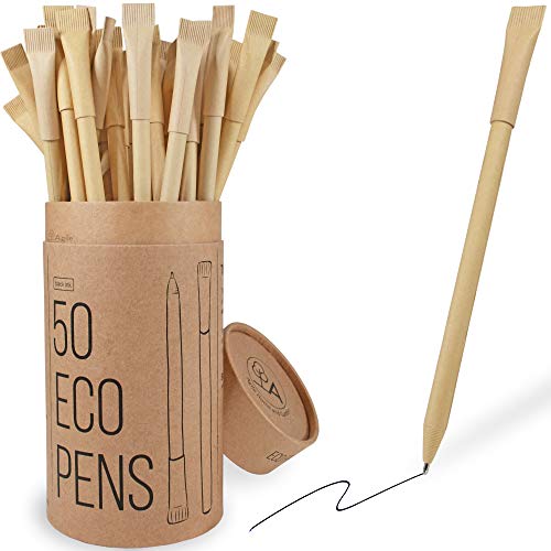 Agile Eco Friendly Pens (Pack of 50) - Plastic Free Eco Pens, Sustainably made from Kraft Paper & Steel - Eco Friendly Gifts & Sustainable Gifts - Eco Friendly Products from - Agile Home and Garden