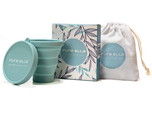 Pure Ella Menstrual Cup Sterilizer - Microwave Safe, Collapsible and BPA Free Silicone Period Cup Cleaner - Ecofriendly Feminine Hygiene
