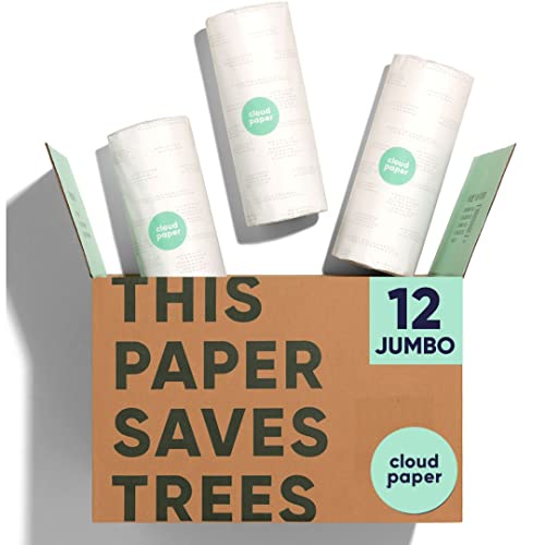 Cloud Paper Bamboo Paper Towels - 12 Rolls of Environmentally-Friendly, Disposable Kitchen Paper Towels (150 sheets per roll) - FSC-certified, Totally Chlorine-Free, Plastic-Free, and Vegan