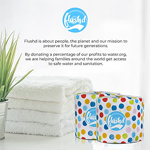 Premium Bamboo Toilet Paper, Zero Waste Tree-Free Tissue Paper, Soft and Strong 3-Ply Fragrance-Free Bamboo Tissues, Non-toxic Septic Safe Toilet Paper 12 Rolls - Flushd