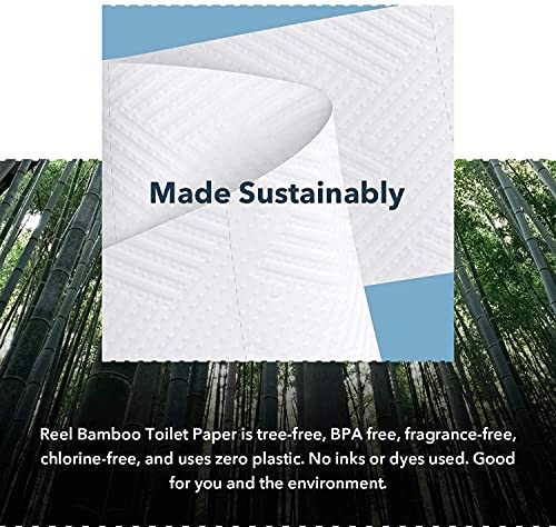 Reel Premium Bamboo Toilet Paper - 24 Rolls of Toilet Paper - 3-Ply Made From Tree-Free, 100% Bamboo Fibers - Eco-Friendly and Zero Plastic Packaging