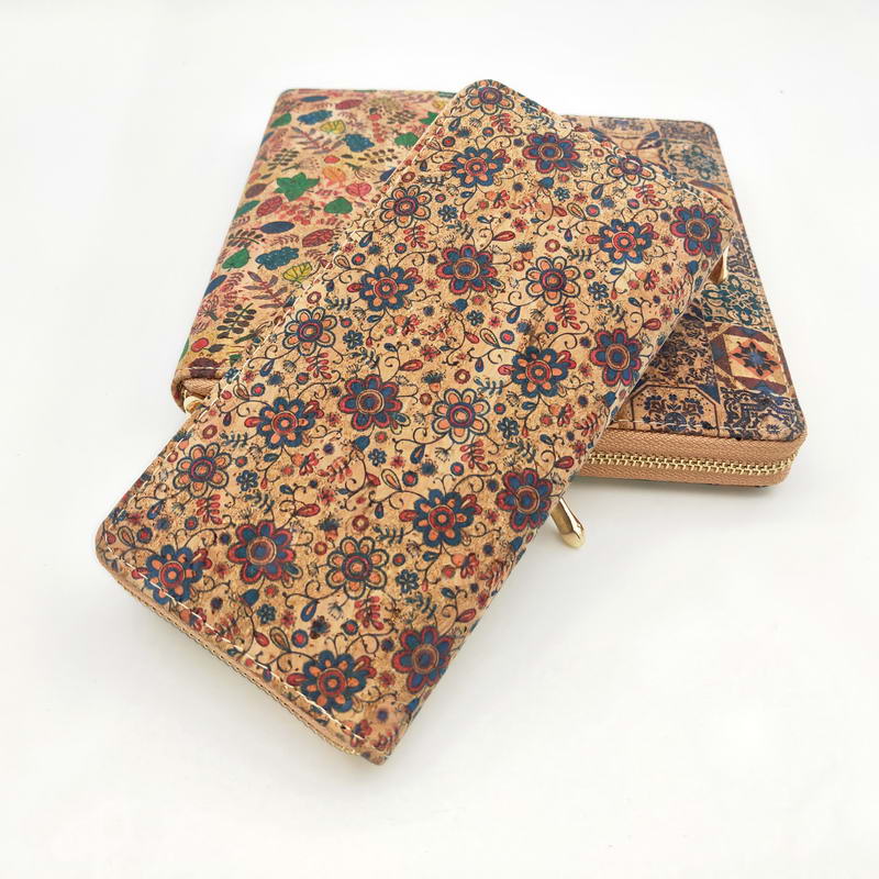 Portugal Tile Pattern Print Natural Cork Wallet