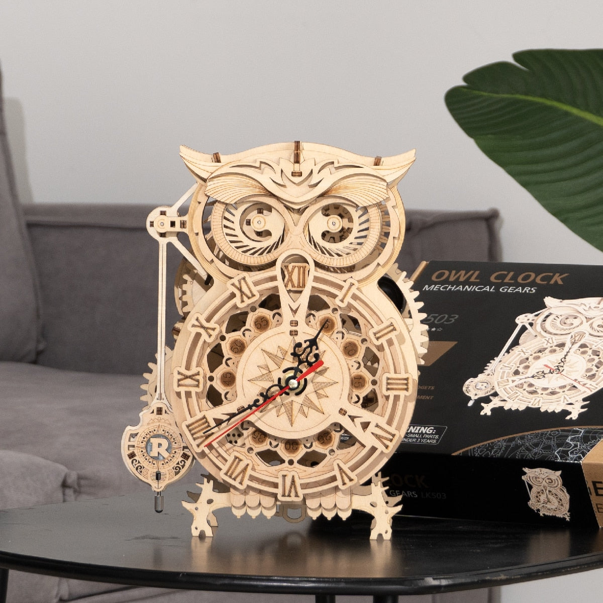 Robotime 161pcs DIY 3D Owl Clock | Wooden Model Building Block Kits