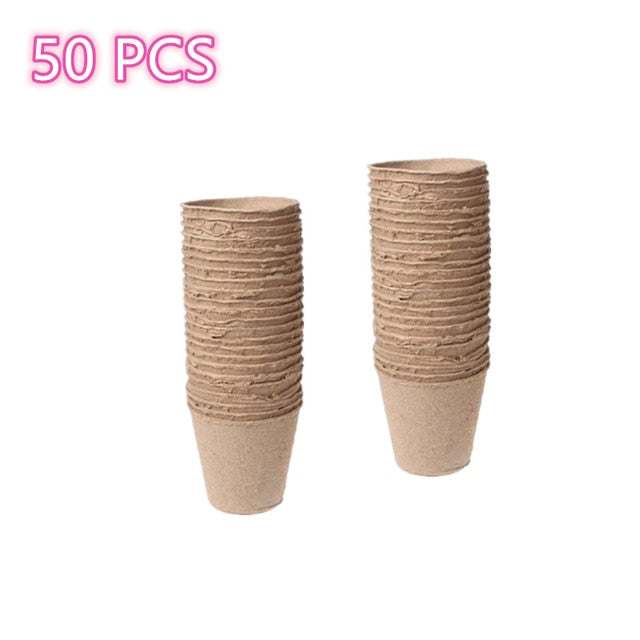 100pcs Organic Round Paper Peat Plant Seedling Starter Cups | Nursery Seed Planting Cups