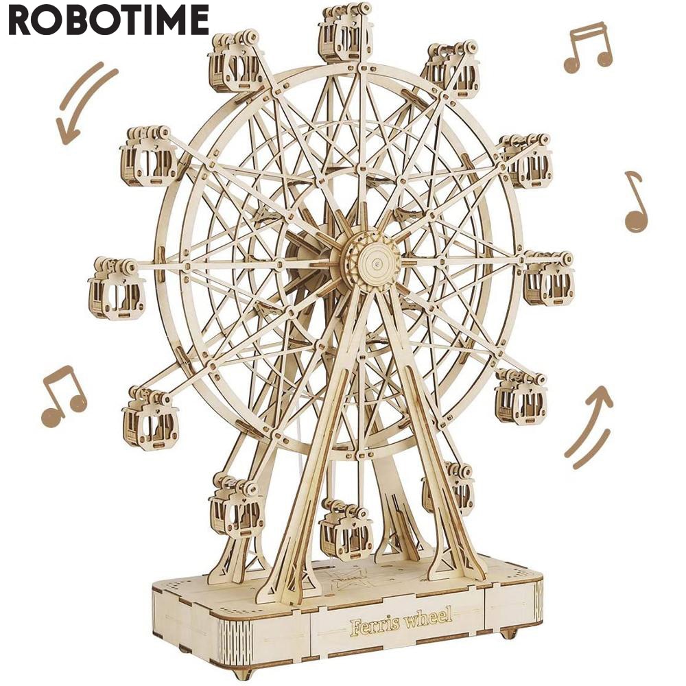 Robotime 232pcs Rotatable DIY 3D Ferris Wheel | Wooden Model Building Kit