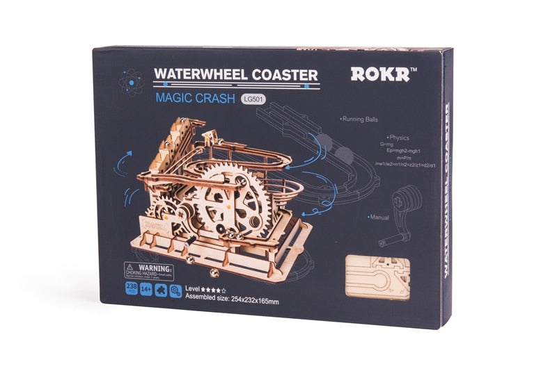 Robotime Marble Run DIY Waterwheel | Wooden Model Building Block Kit | 238pcs