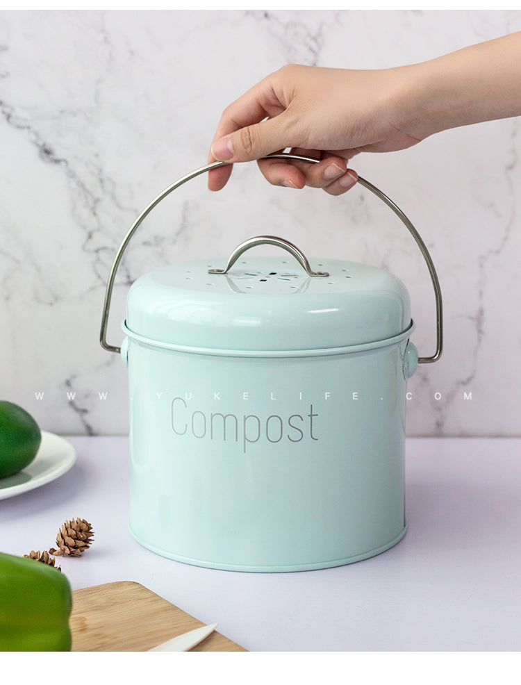 Nordic Style Home Compost Bin 3L  | Stainless Steel Kitchen Compost Bin